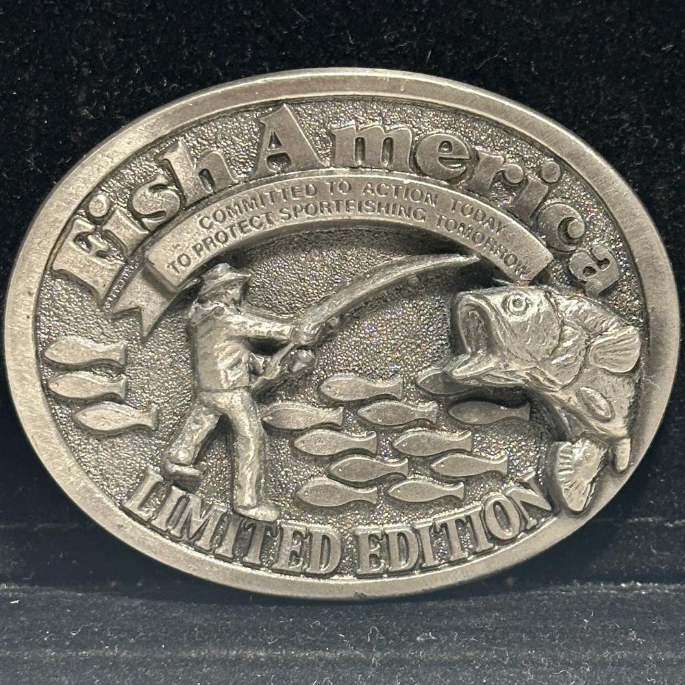 Fish America Vintage Trout Fishing Angler Limited Edition Collector Belt Buckle